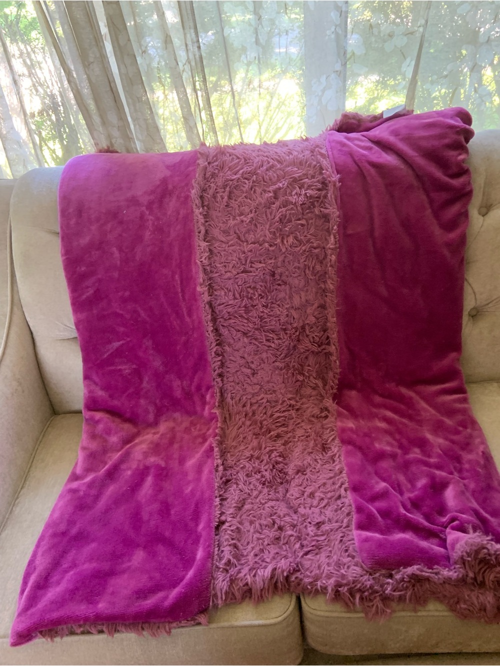 Thalia Sodi Plush Faux Fur Throw Blanket - light purple / pink